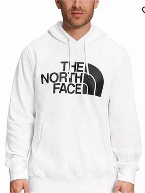 The North Face Men’s White Zip-Up Hoodie with Black Logo